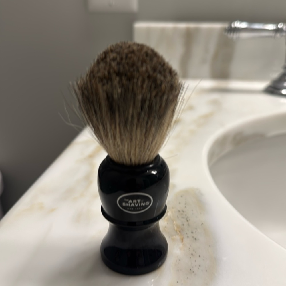 The Art of Shaving genuine badger brush to create rich foamy lather. Never used.